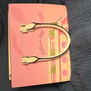 Aldo Pink and White Satchel with Structured Design